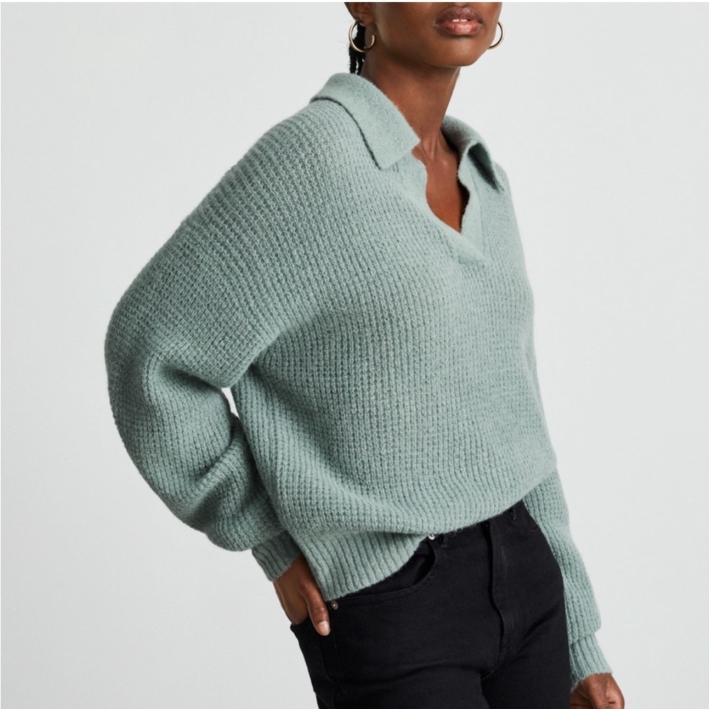Cropped Soft Collared Sweater